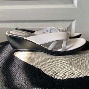 White heeled sandals